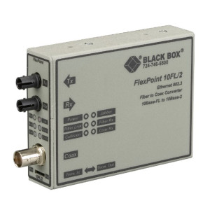 Black Box LMC211A-MM Ethernet Media Converter, 10-Mbps ThinNet to 10-Mbps Multimode fiber, ST